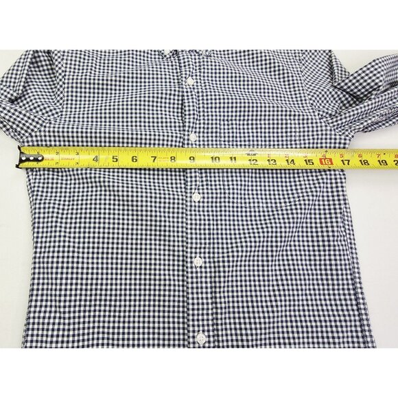 J. Crew Slim Stretch Size XS Mens Navy White Check Button Down Long Sleeve Shirt - Picture 3 of 9